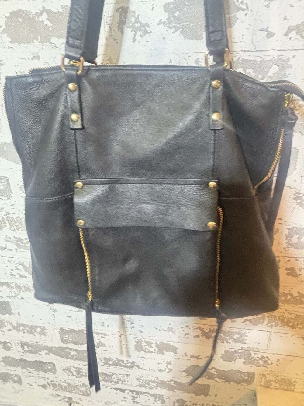 NWOT Authentic Kooba Genuine Leather BLK Shoulder Tote Bag NWT - - ,